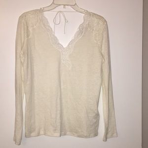 Sandro lace trim linen long sleeve!